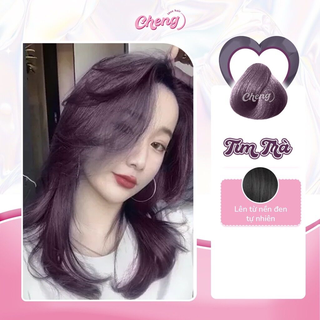 Nhuộm Tóc Tím Trà Tặng Oxy gang tay