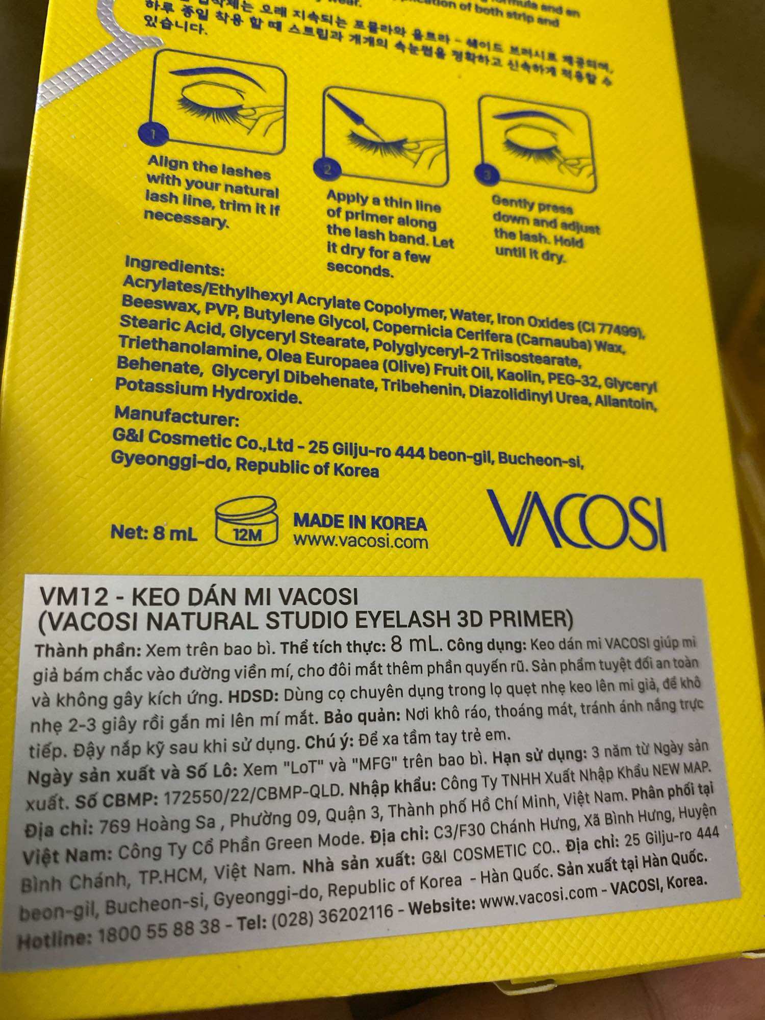 Keo dán mi VACOSI Hàn Quốc - Mẫu mới