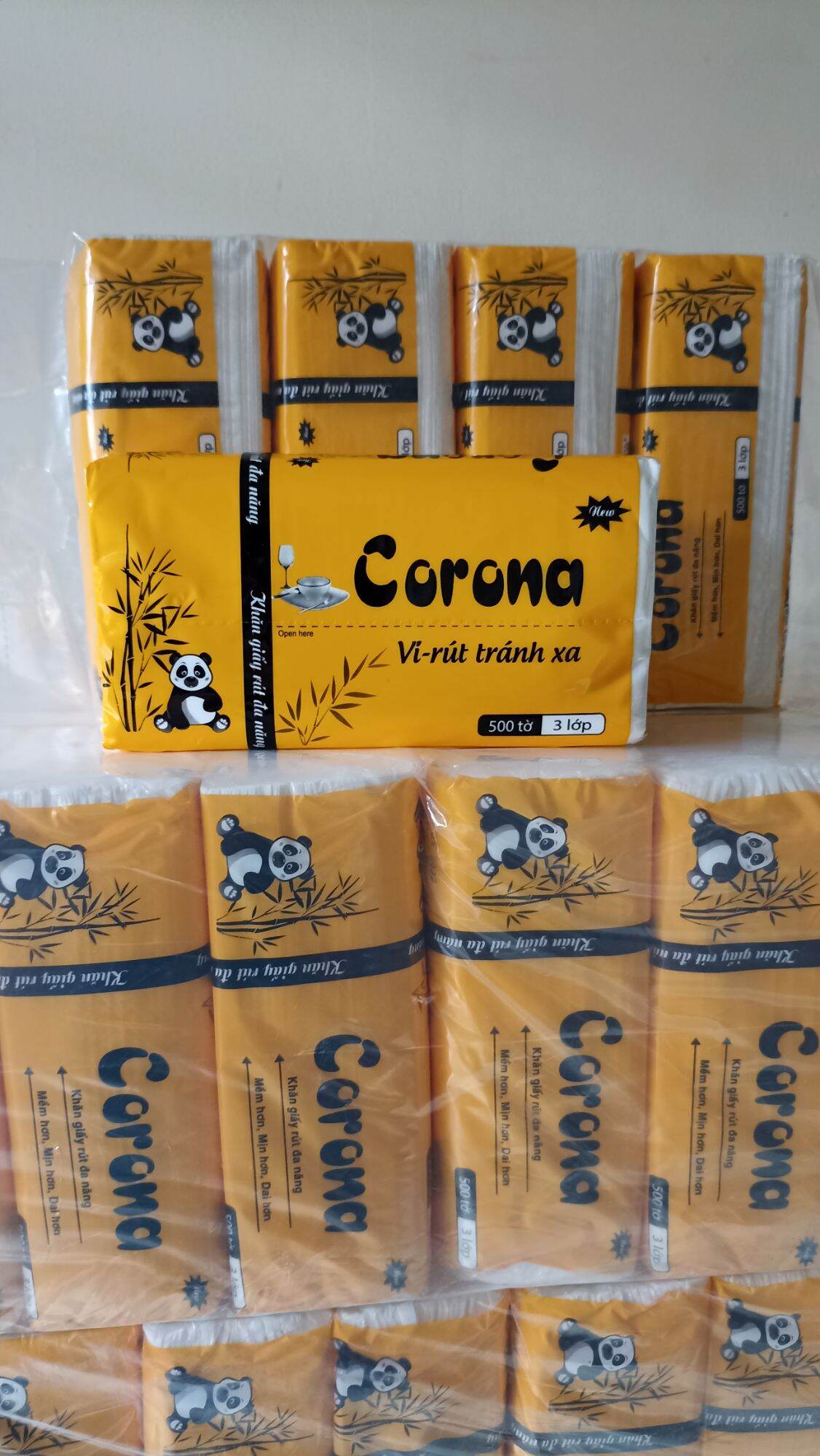 GIẤY RÚT LỤA CORONA 500 TỜ 3 LỚP MỀM,MỊN,D AI-GIẤY RÚT TRẮNG