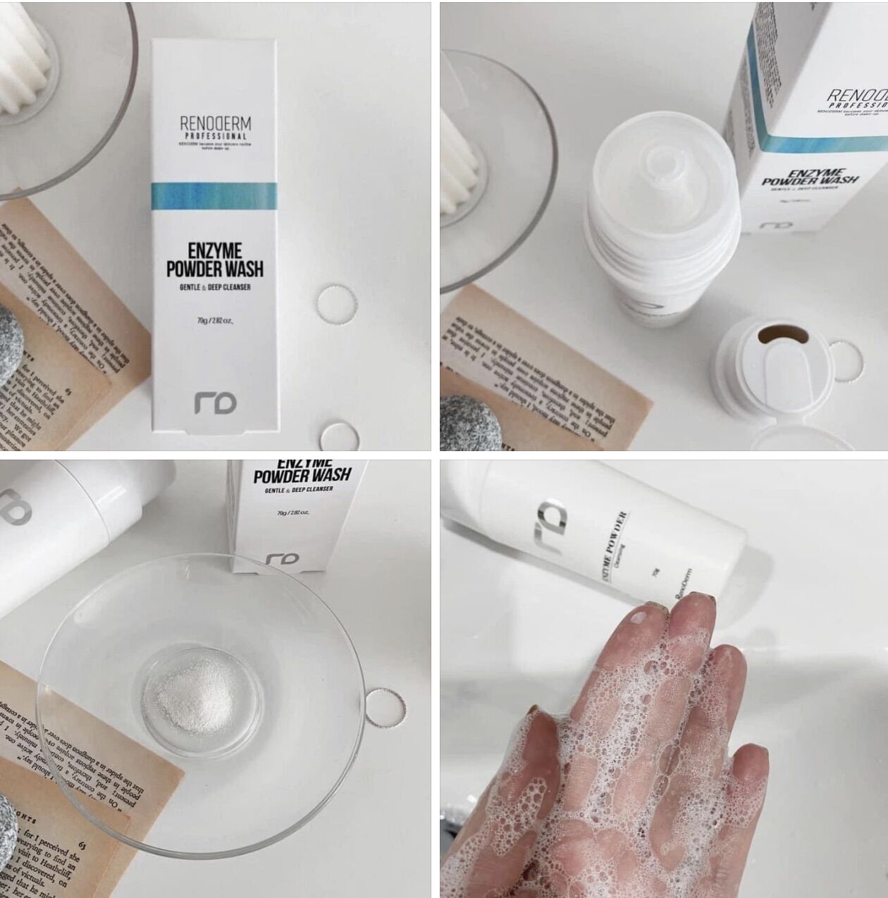 Renoderm sữa rửa mặt 2 trong 1 𝐑𝐞𝐧𝐨𝐃𝐞𝐫𝐦 𝐄𝐧𝐳𝐲𝐦𝐞 𝐏𝐨𝐰𝐝𝐞𝐫 𝐖𝐚𝐬𝐡