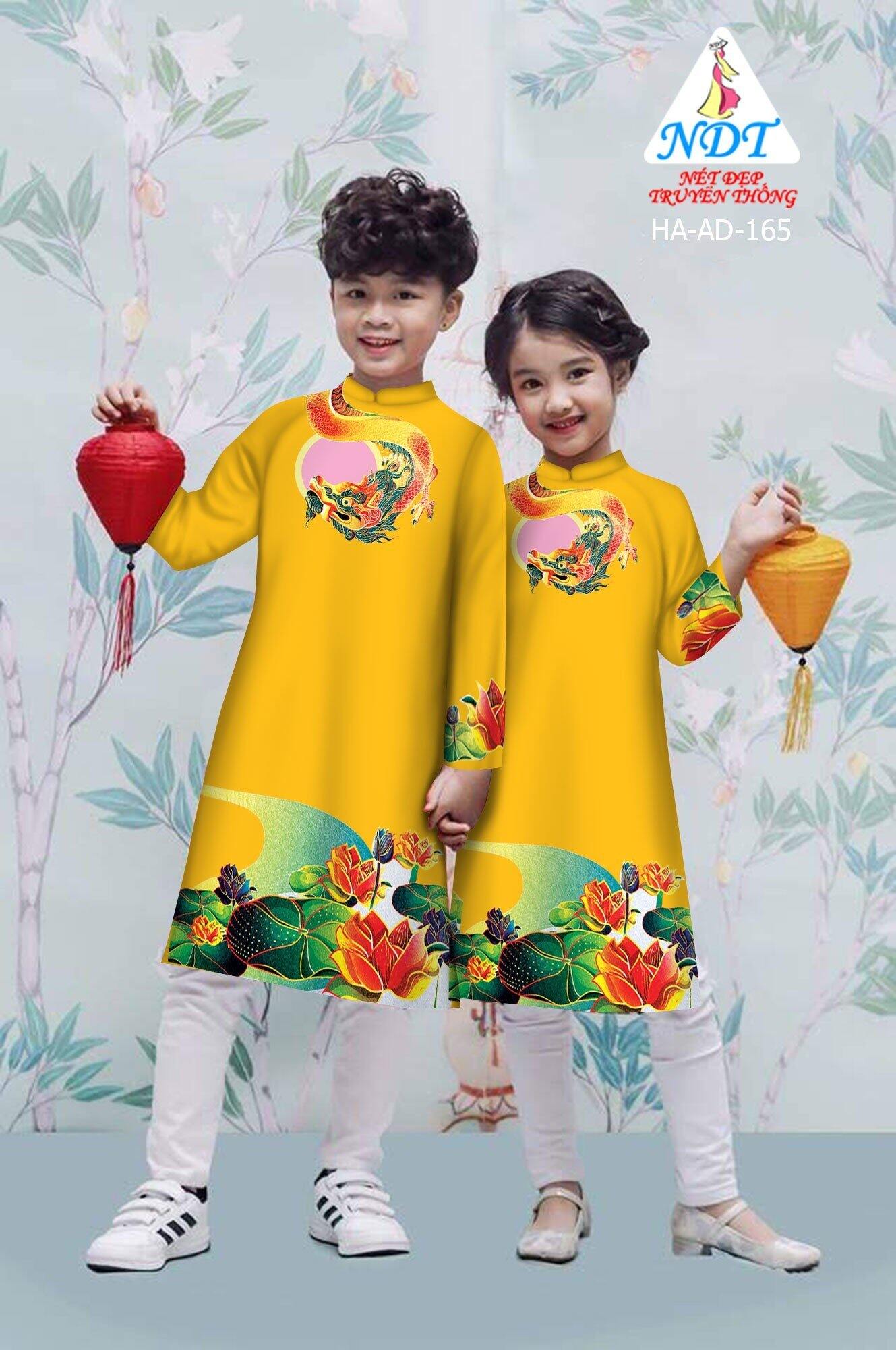 áo dài cách tân rồng hoa sen