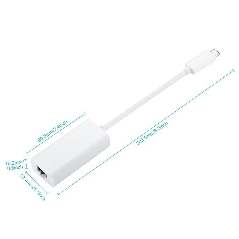 Cáp chuyển đổi USB-C/Type-C sang RJ45 Ethernet LAN thích hợp cho laptop Apple & Type C