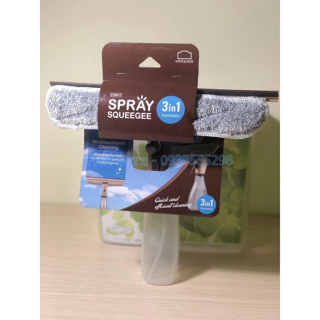 Cây lau kính cầm tay kèm bình xịt 3 in 1 Spray Squeezee Lock&Lock ETM417