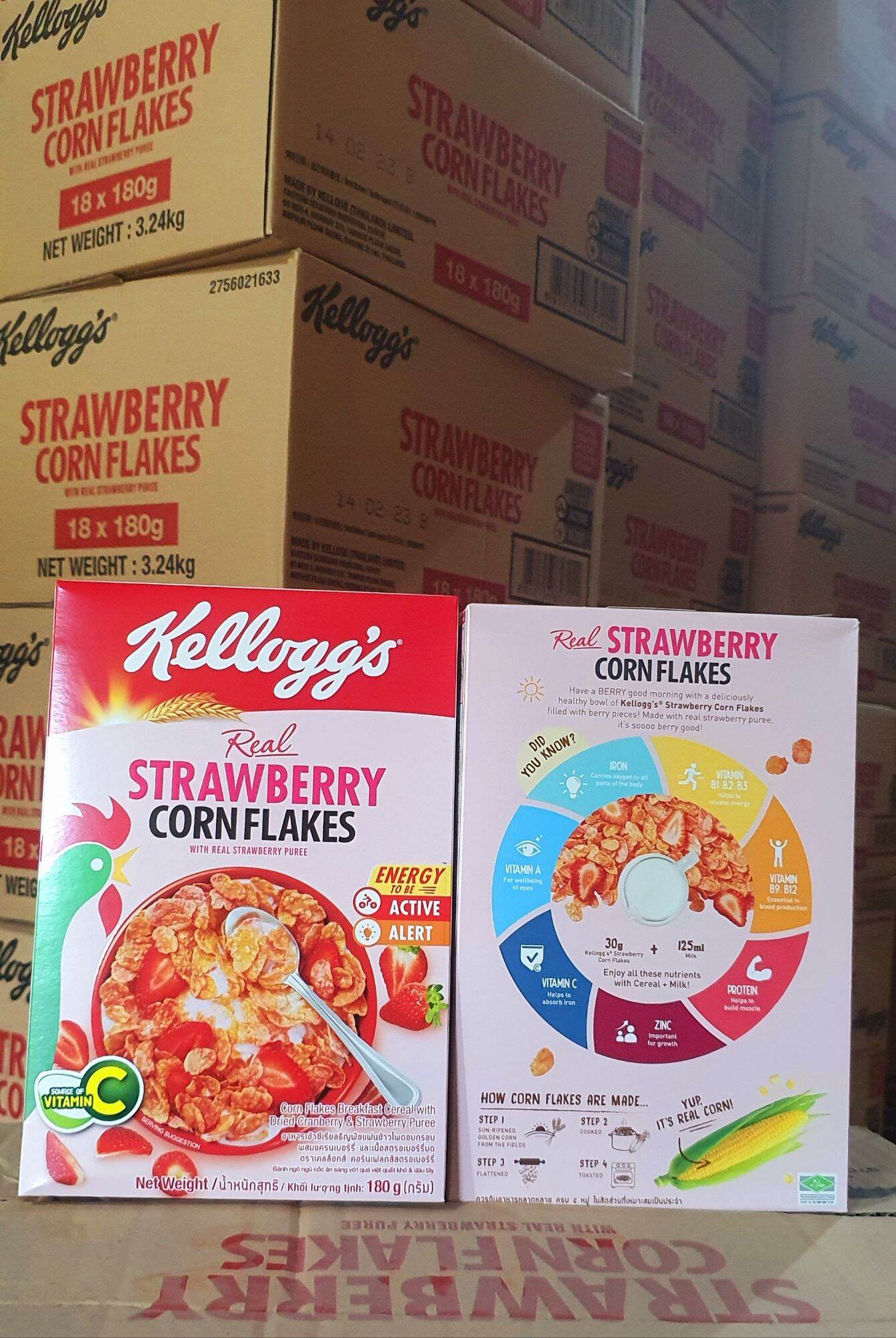 NGŨ CỐC ĂN SÁNG KELLOGG'S VỊ DÂU 180GR. DATE 14/2/2023
