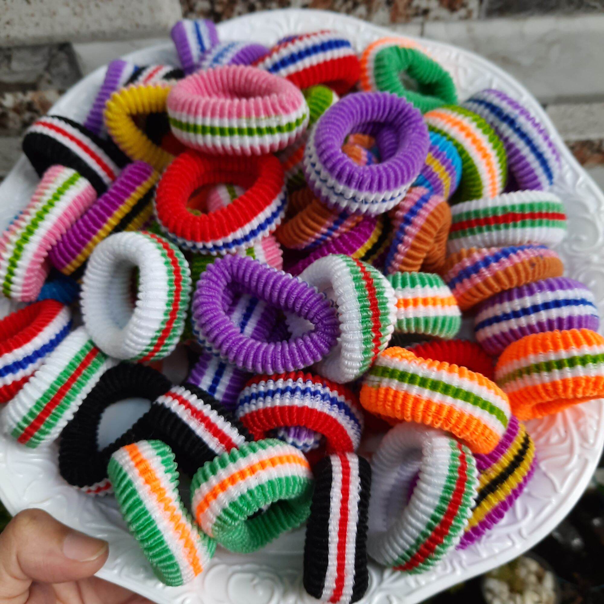 Túi 10 thun cột tóc màu/đen/sọc
