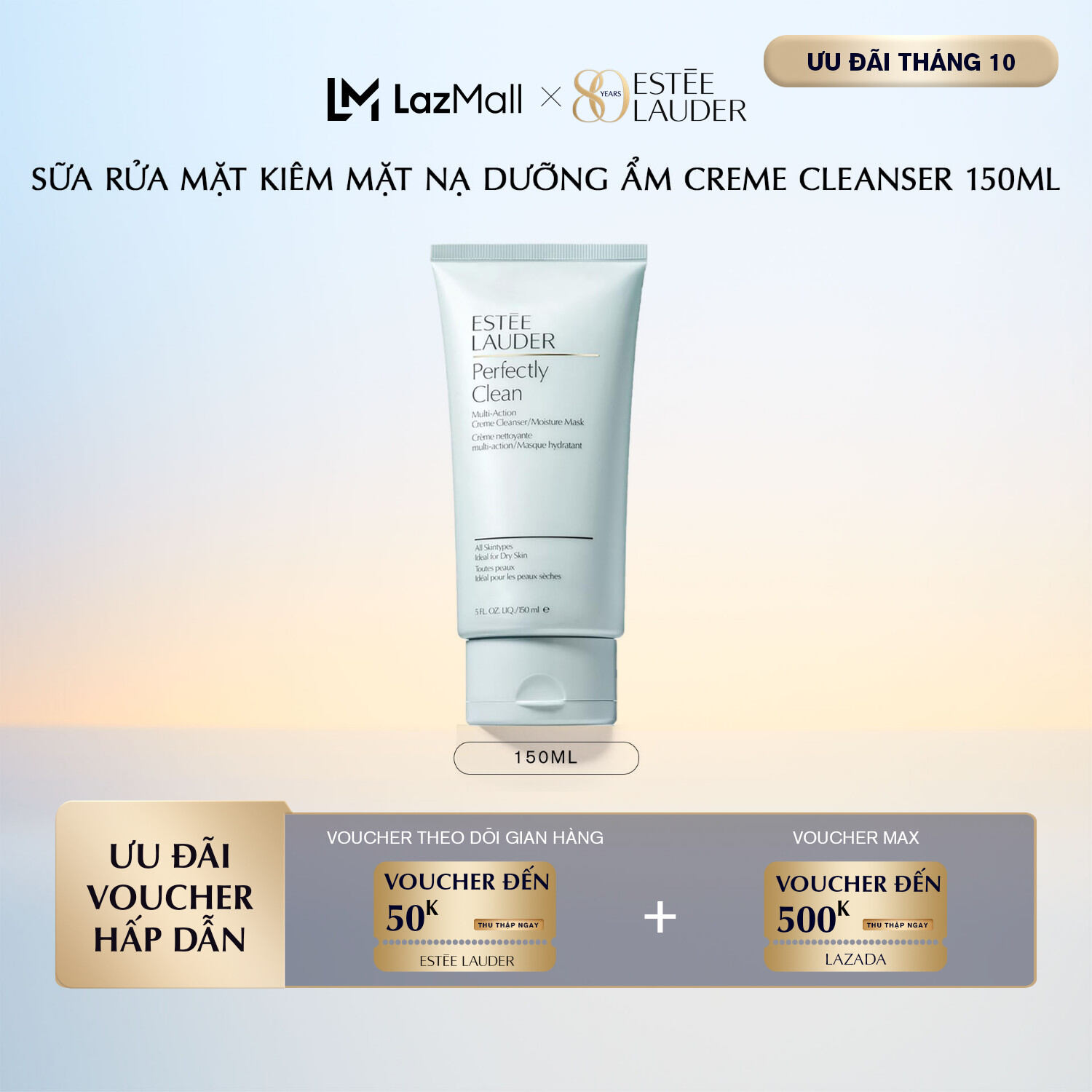 Sữa rửa mặt kiêm Mặt nạ dưỡng ẩm Estee Lauder Perfect Clean Creme Cleanser/Moisture Mask 150ml