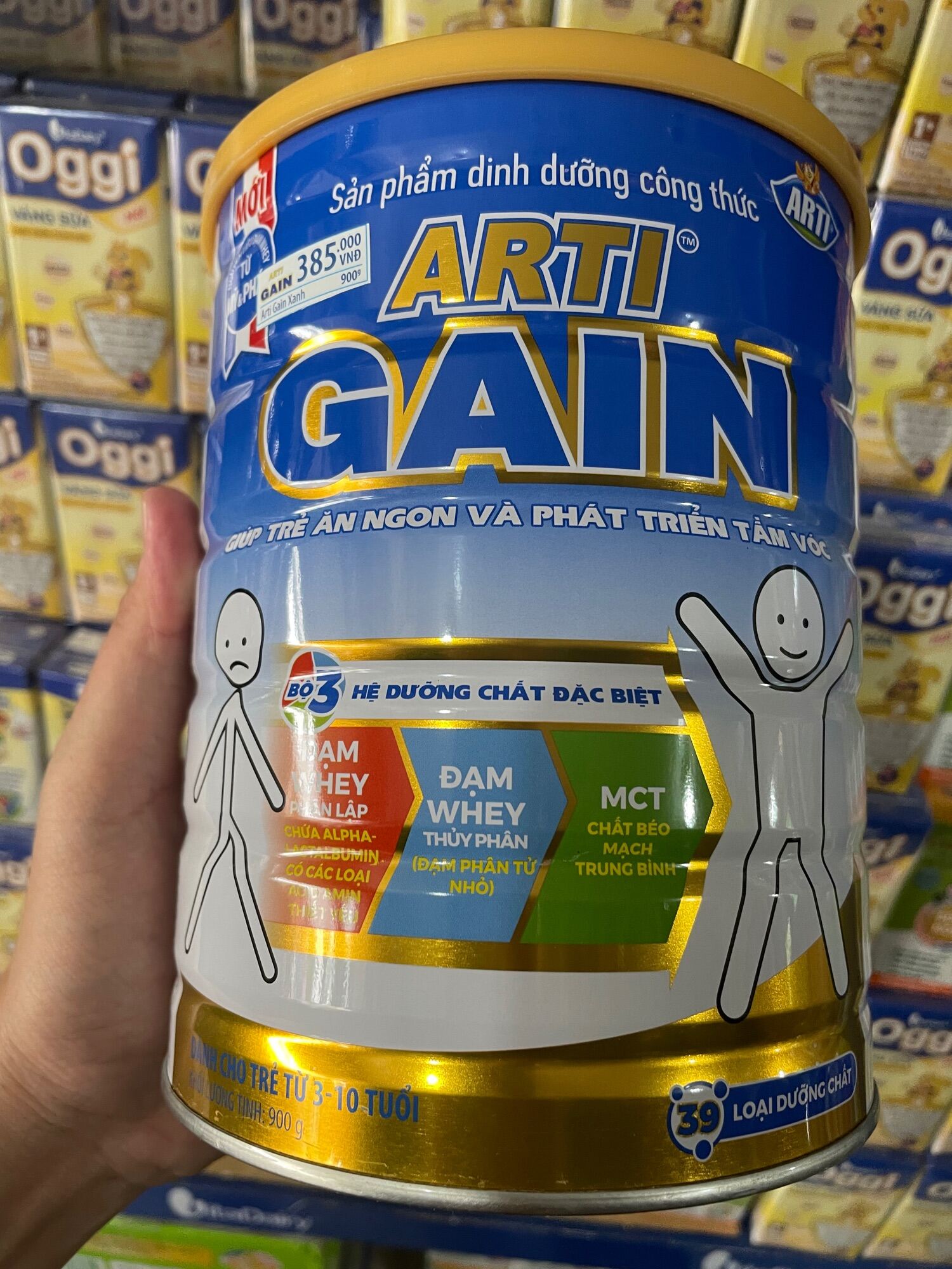 Sữa Arti Gain Xanh Dành cho trẻ Gầy 3-10 tuổi 900g Cam kết chính hãng,