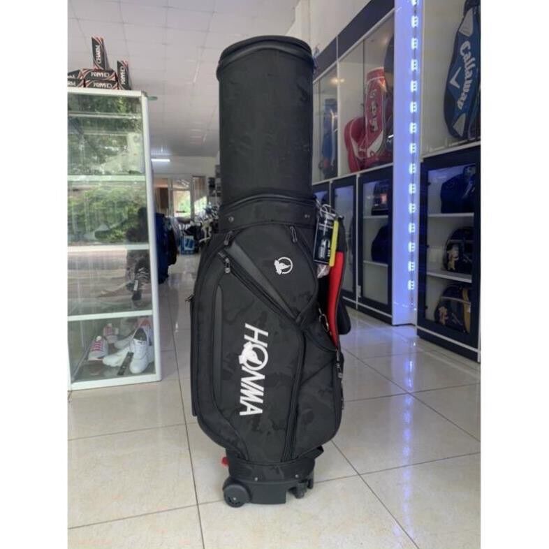 Túi Gậy Golf Honma Bánh Xe Kéo Nắp Cứng, Vải Bạt Siêu Bên, Chống Nước- Túi Gậy Hàng Không