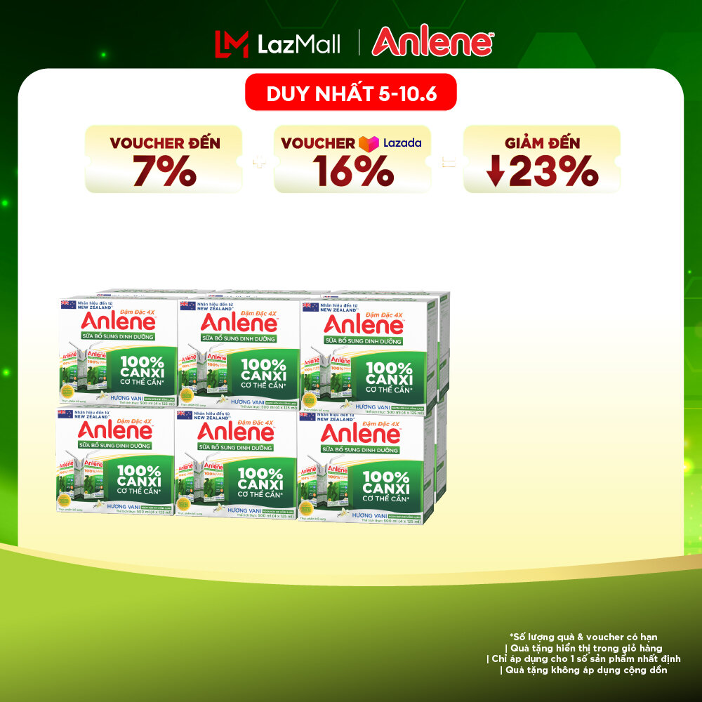 [Voucher giảm đến 26%]Thùng 48 Hộp Sữa Nước Anlene Hương Vani Đậm Đặc Ít Béo 110ml