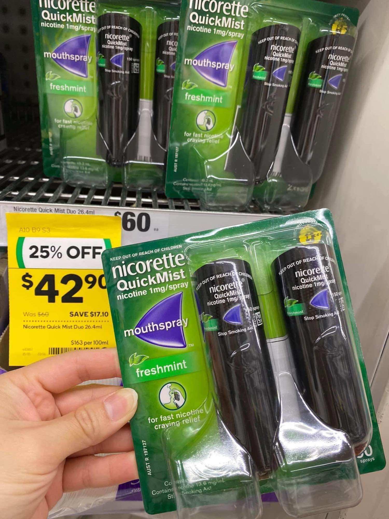 Xịt Nicorette vị bạc hà