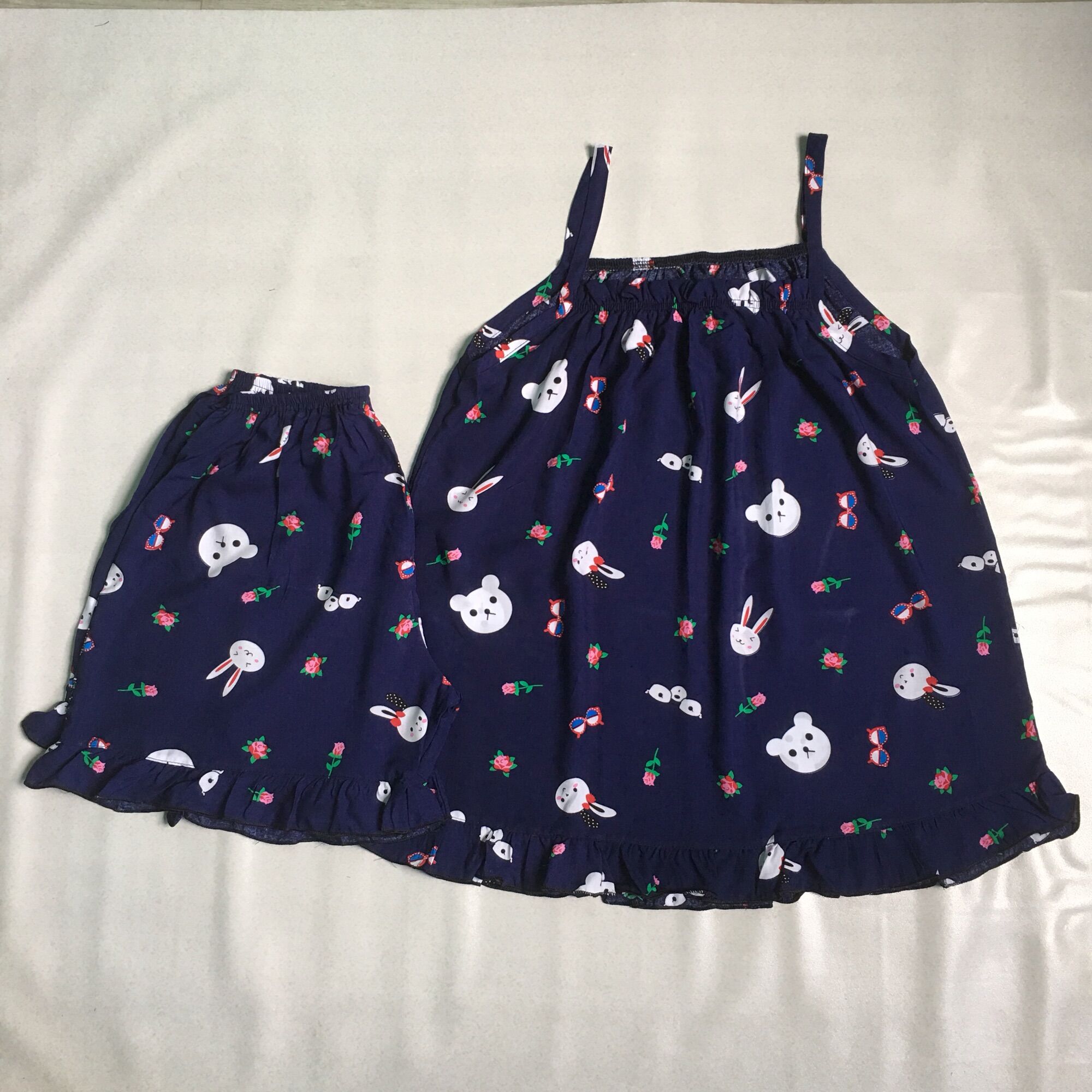 Đồ bộ đùi 2 dây Lanh (Tole) Size 2 (Từ 50kg-60kg).