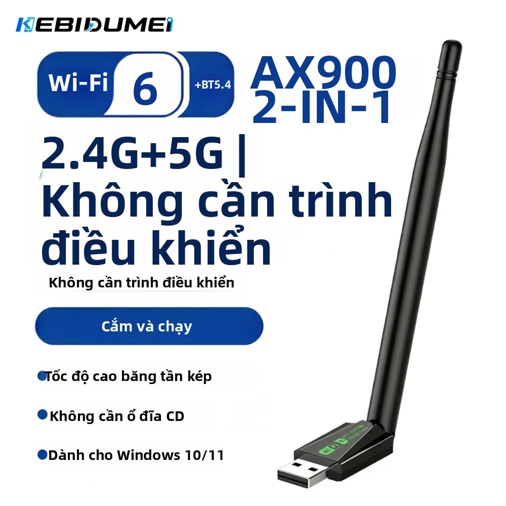 kebidumei | KEBIDUMEI AX900 Card Mạng Không Dây Băng Tần Kép WiFi 6 Bộ Chuyển Đổi USB 900Mbps Có Bluetooth 5.4 2.4G 5G Bộ Thu Ethernet Cho Máy Tính Xách tay/PC Giá 101,600 Đồng*Miễn phí vận chuyển