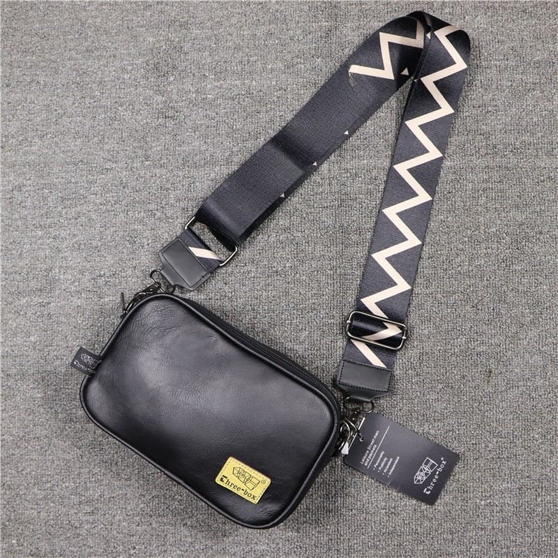 Threebox Japanese-style Korean Style Men's Single-shoulder Bag Trend Vintage Summer Stripes Shoulder Men's Bag PU Men's Backpack