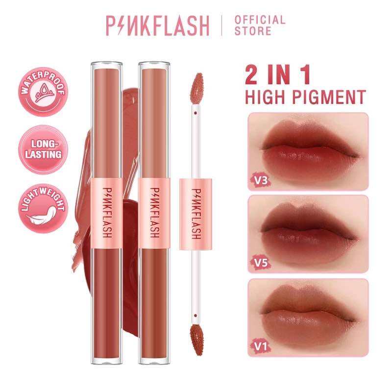 Son kem tint lì hai đầu PINKFLASH sắc tố cao lâu trôi 2 trong 1 30g