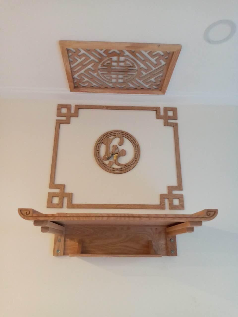 Bàn thờ gỗ sồi 69cm kèm chắn khói