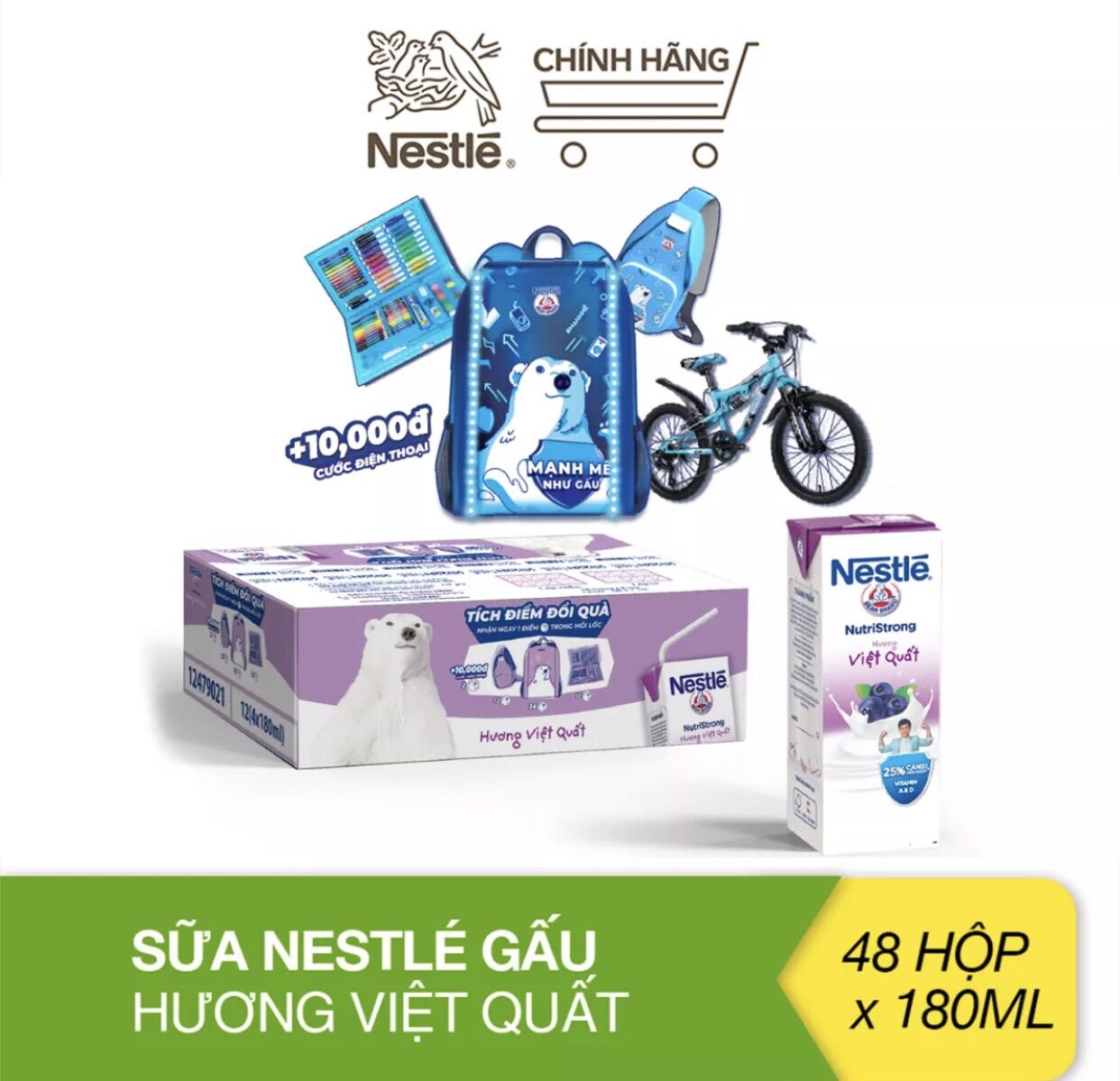 Thùng 48 hộp 180 ml Sữa tươi hương việt quất