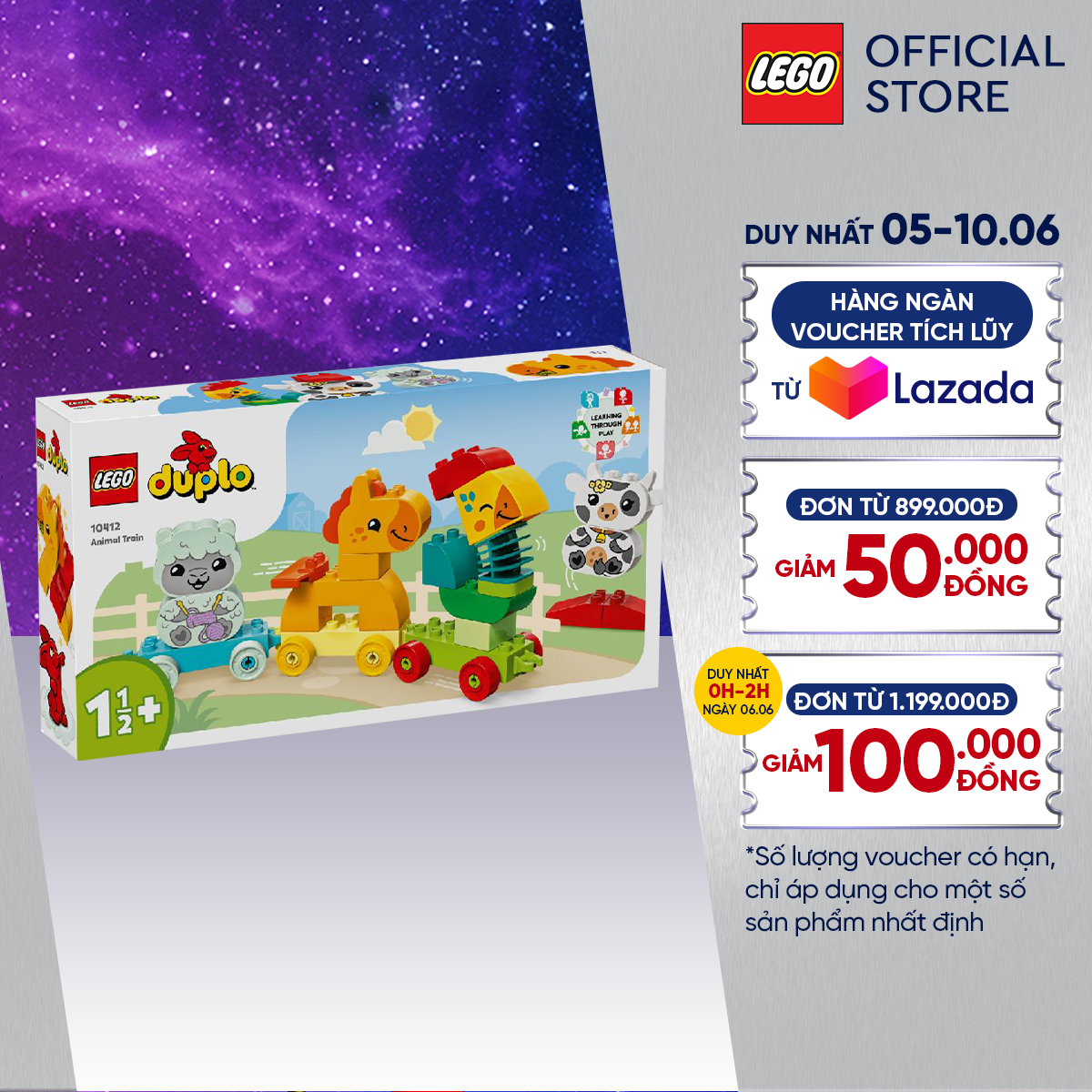LEGO DUPLO 10412 Đồ chơi lắp ráp Tàu lửa động vật (19 chi tiết)