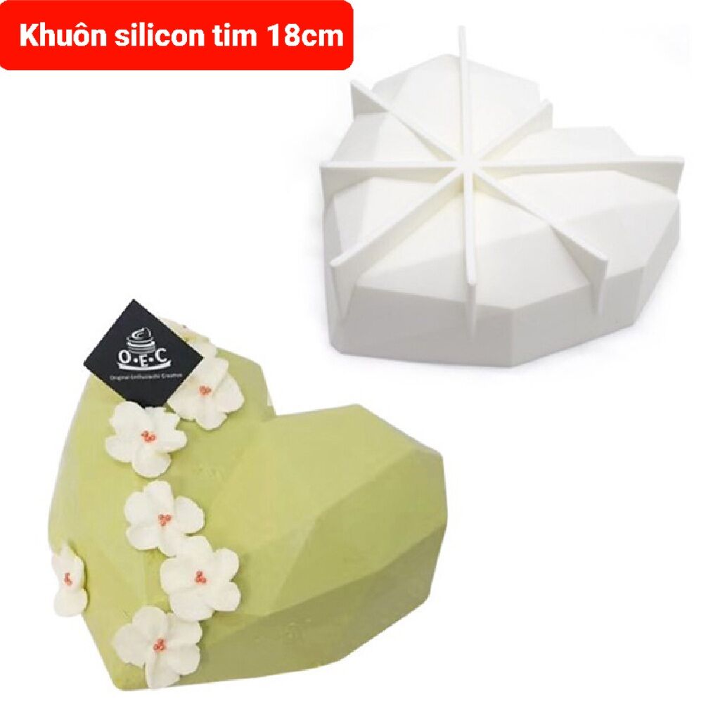 Khuôn silicon trái tim sọc kim cương , tim pha lê size lớn 18 cm cho ngày Valentine,