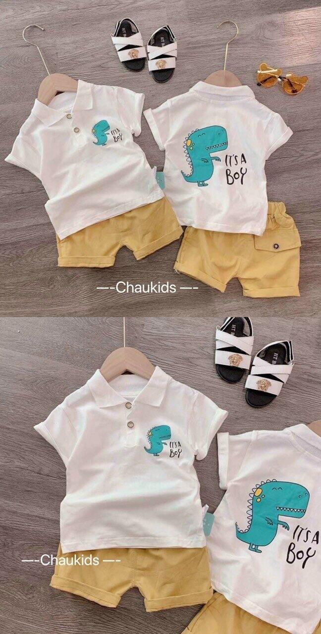SET BỘ ĐỒ IN HÌNH KHỦNG LONG SIÊU CUTE CHO BÉ