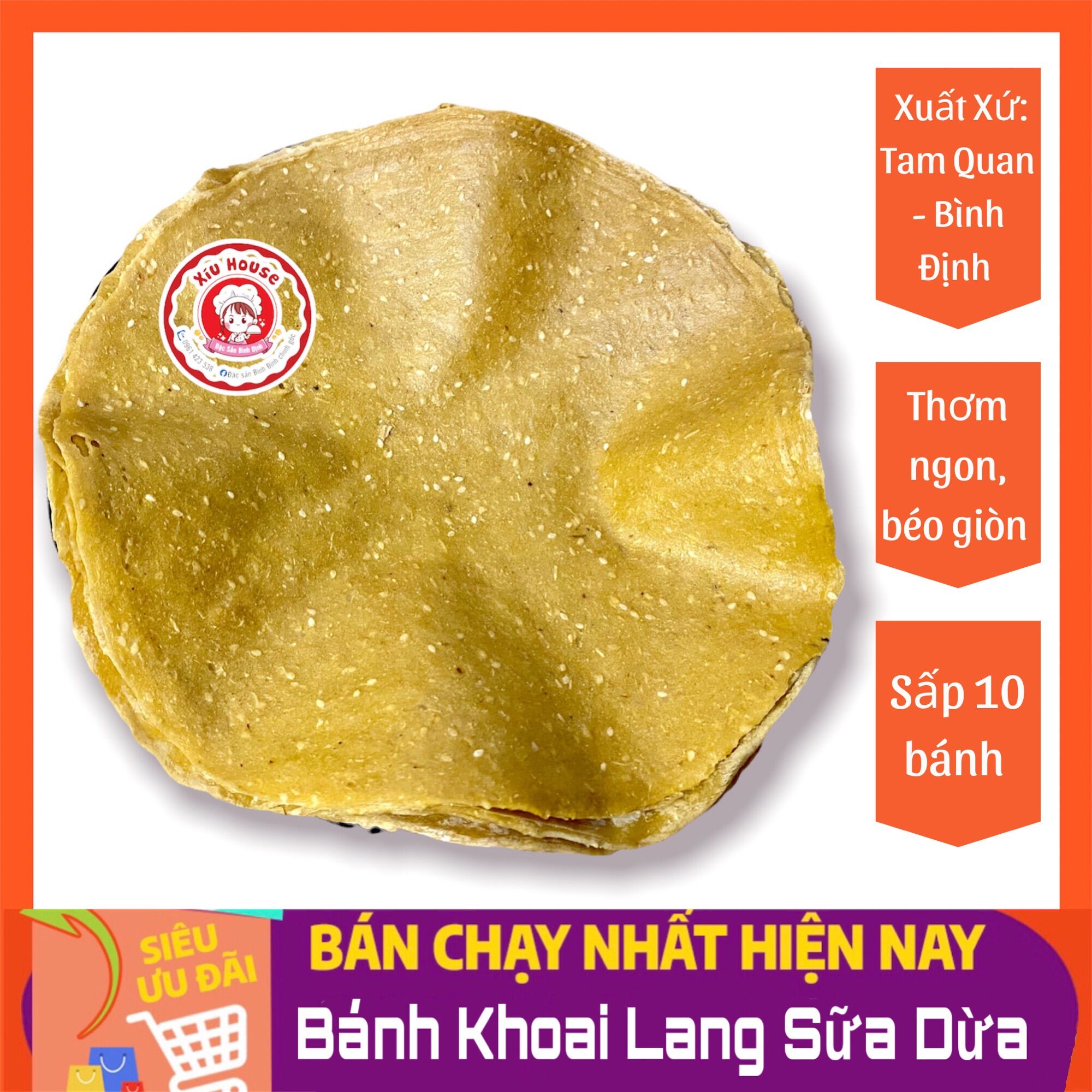 10 cái bánh tráng khoai lang sữa bình định loại ngon