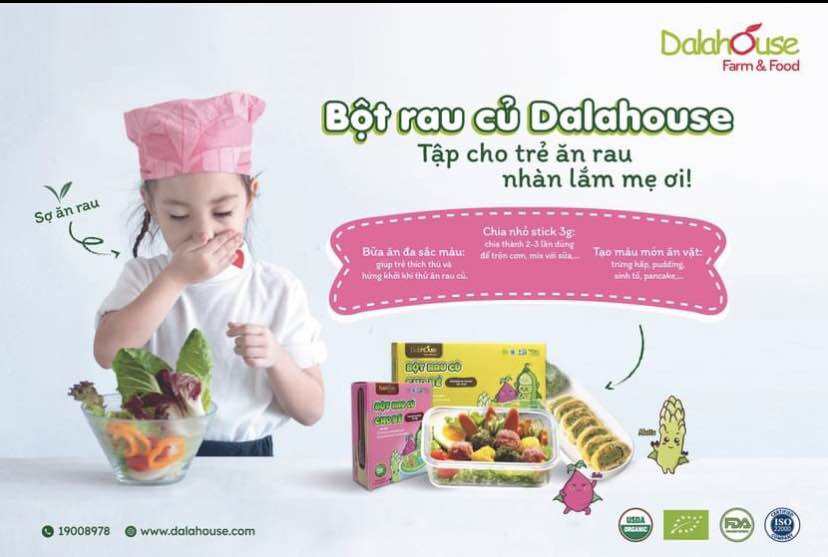 Bột rau củ hữu cơ sấy lạnh Dalathoue- Bổ sung dinh dưỡng cho bé