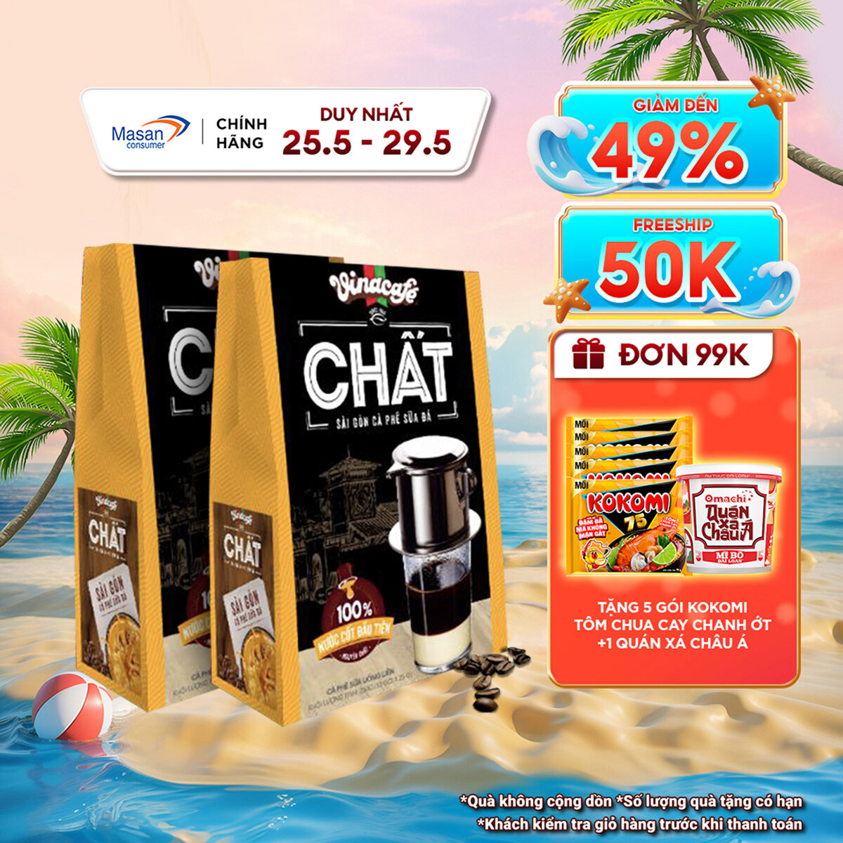 Combo 2 Hộp Cà Phê Vinacafé Chất Sài Gòn Cà Phê Sữa Đá - Hộp 10 Gói x 29g