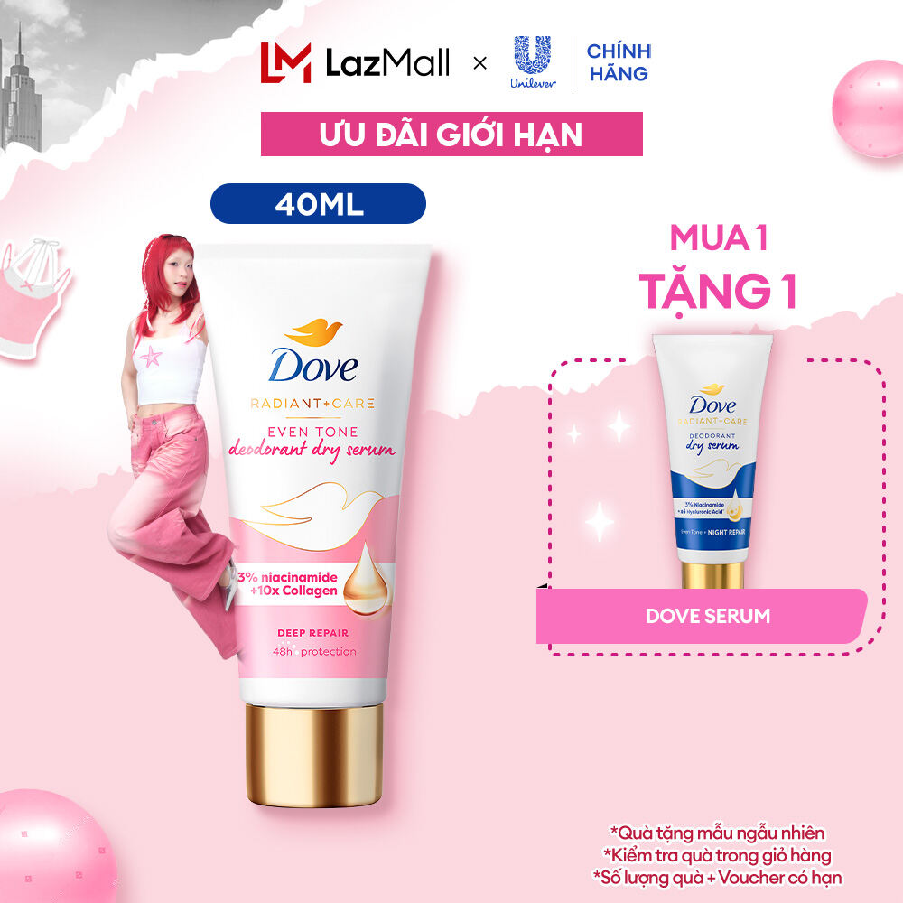 [CHÍNH HÃNG] Dove Serum dưỡng sáng khử mùi Dove dành cho nữ với 3% Niacinamide giúp da sáng mịn đều màu 40ml tốt như lăn khử mùi