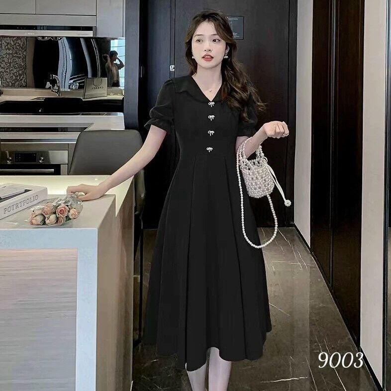 Đầm xoè cổ sen cách điệu thân nút nơ MLXL2XL