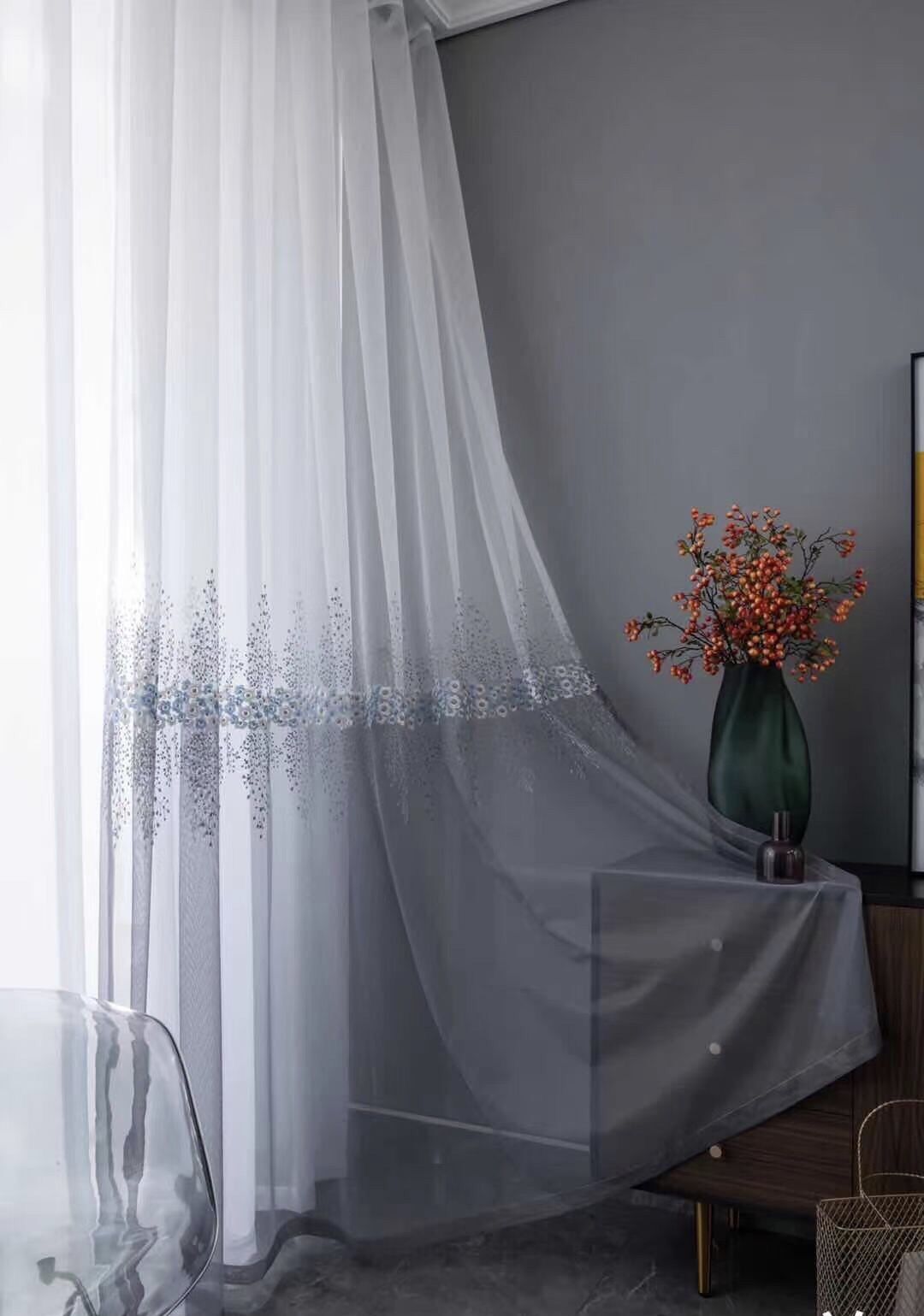 Vải rèm voan thêu đan màu
