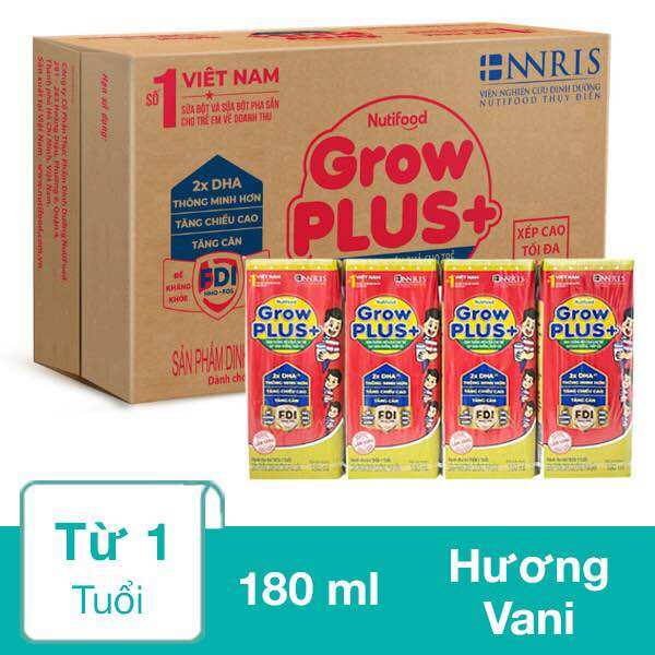 Thùng 48 hộp sữa Growplus suy dinh dưỡng 180ml