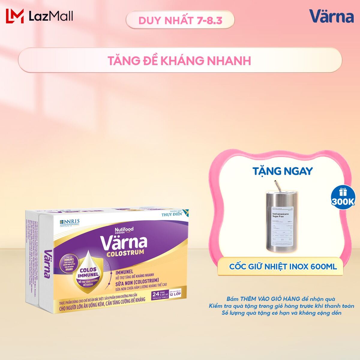 Thùng sữa non Colostrum Värna pha sẵn (24 chai x 237ml) - Sữa Cho Người Già Tăng Cường Đề Kháng