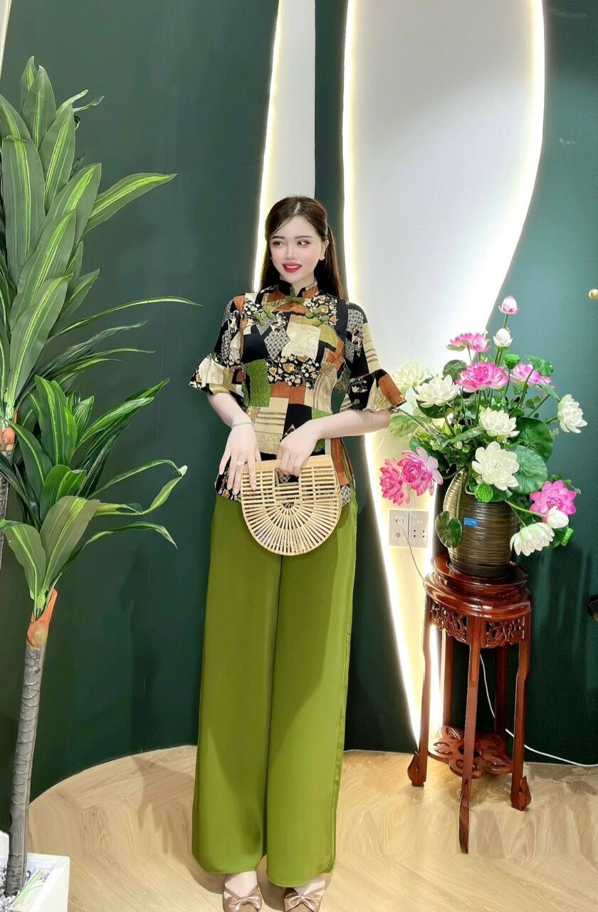 bộ bà ba lụa Mango cổ tàu