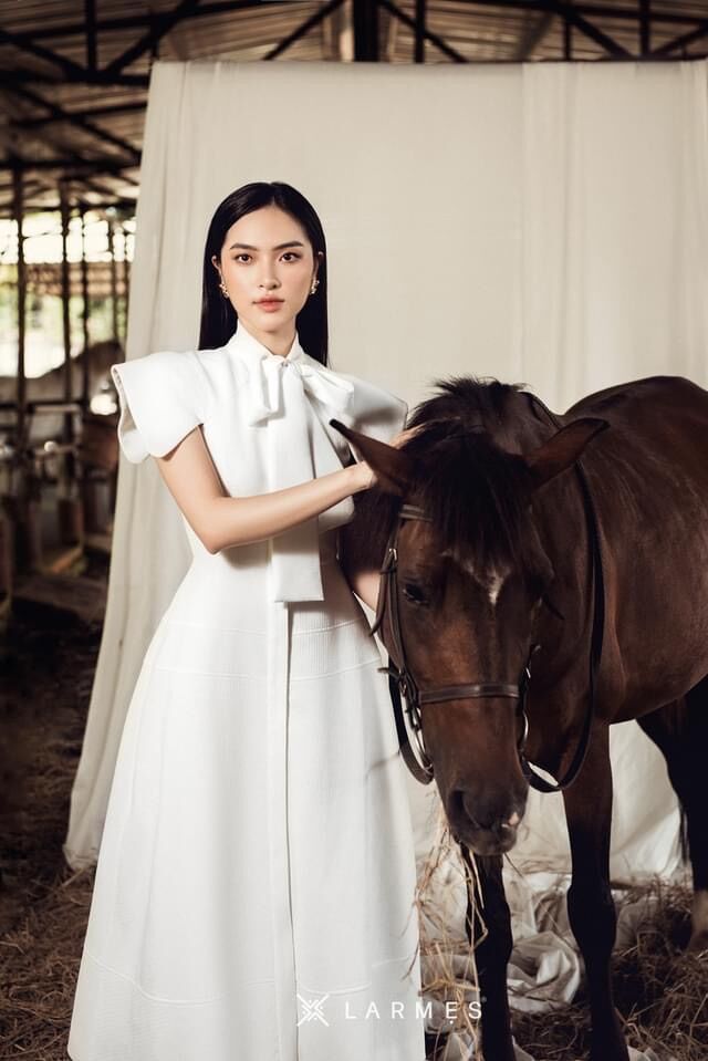 LARMES - Đầm cổ nơ tùng xoè Rosette