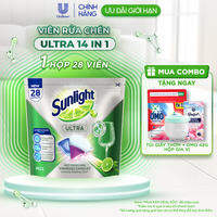 Túi Viên Rửa Chén Bát Sunlight 14 in 1 Dành Cho Máy Rửa Chén (28 Viên/Túi)