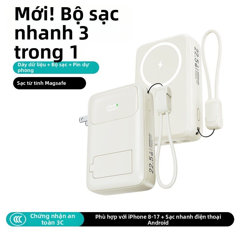 SY | Portable AC Plug Magnetic Wireless Fast Charging Power Bank 20000mAh - 3