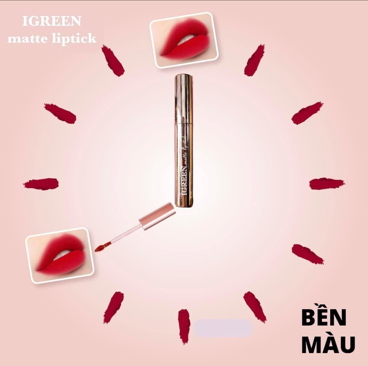 SON KEM LỲ KHÔNG CHÌ MỀM MƯỢT - IGREEN matte lipstick