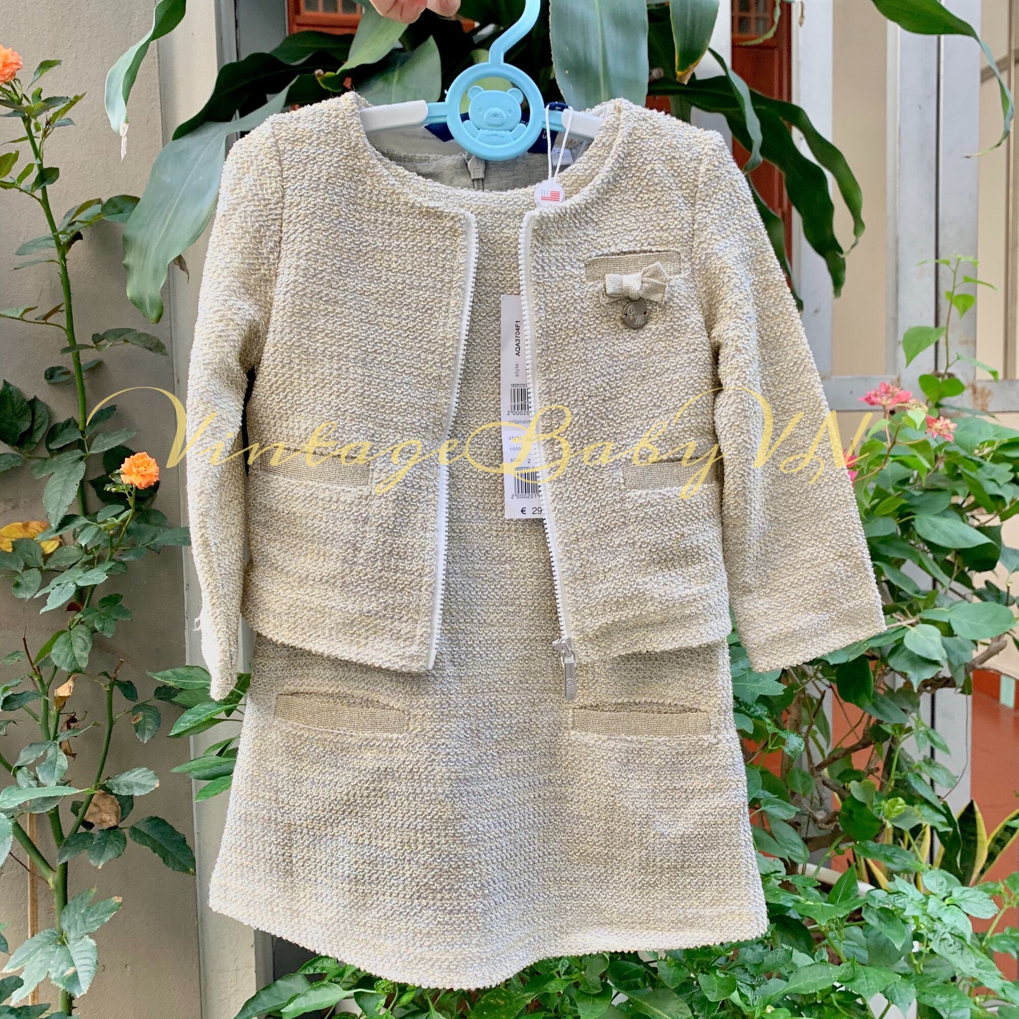 Sét váy dạ kèm áo khoác ngoài original marine xuất dư