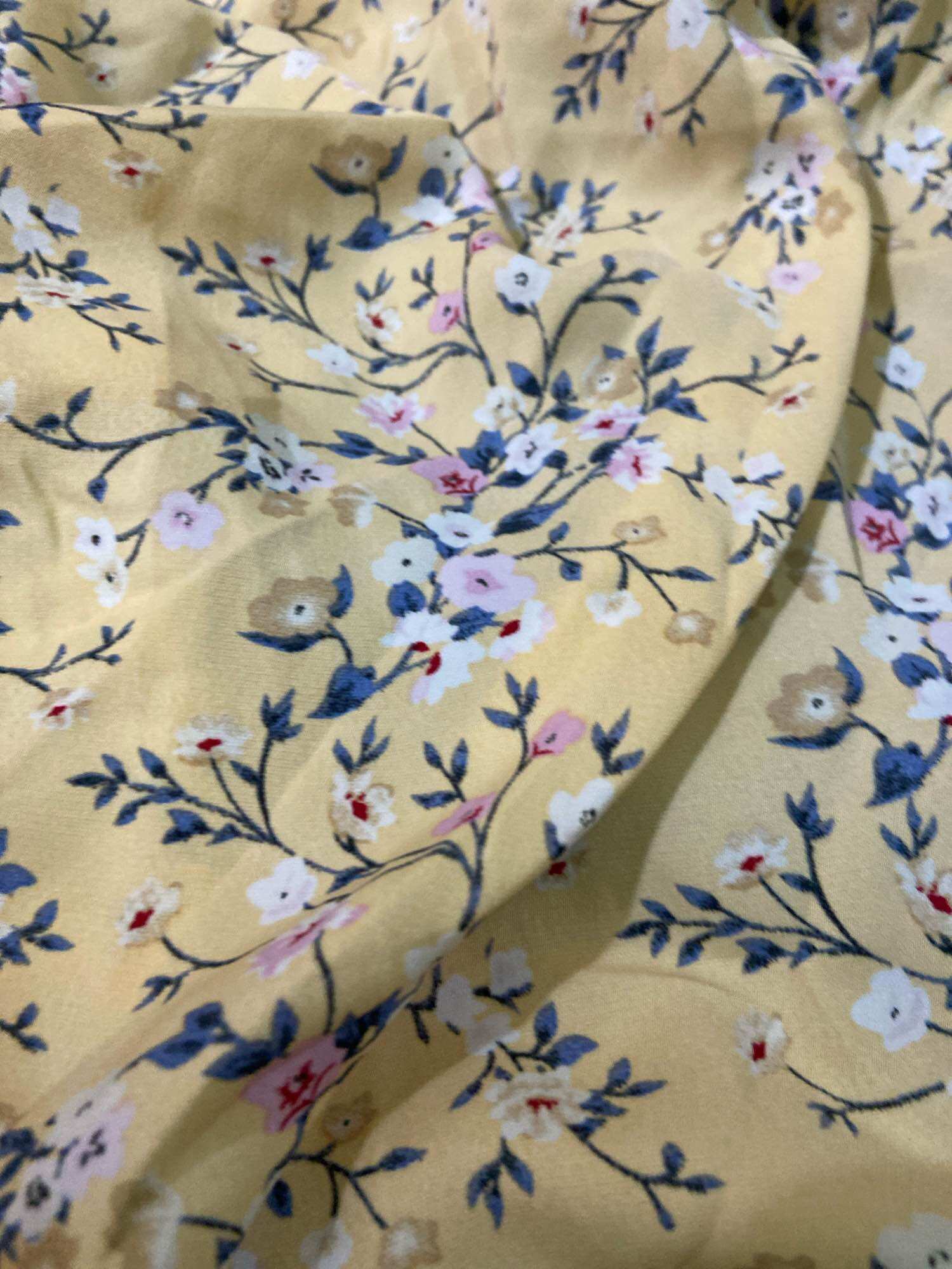 60cm vải lụa mango lỗi in nhỏ mềm đẹp vải may đồ bé khổ 1m5(S17)