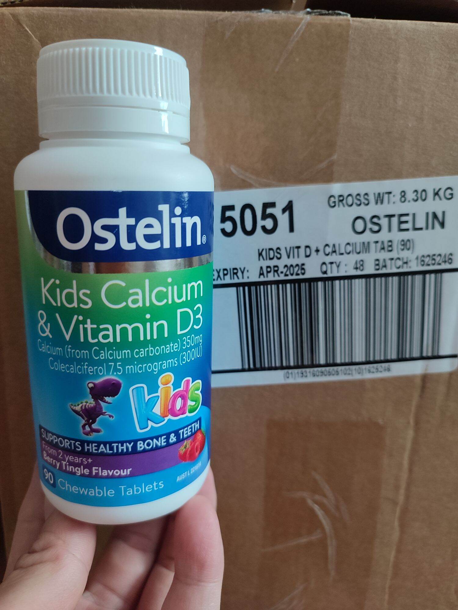 [HCM]Date 2025-Canxi Khủng Long Cho Trẻ (Vitamin D3 và Calcium Ostelin Kids 90 viên cho bé từ 2-13 tuổi)