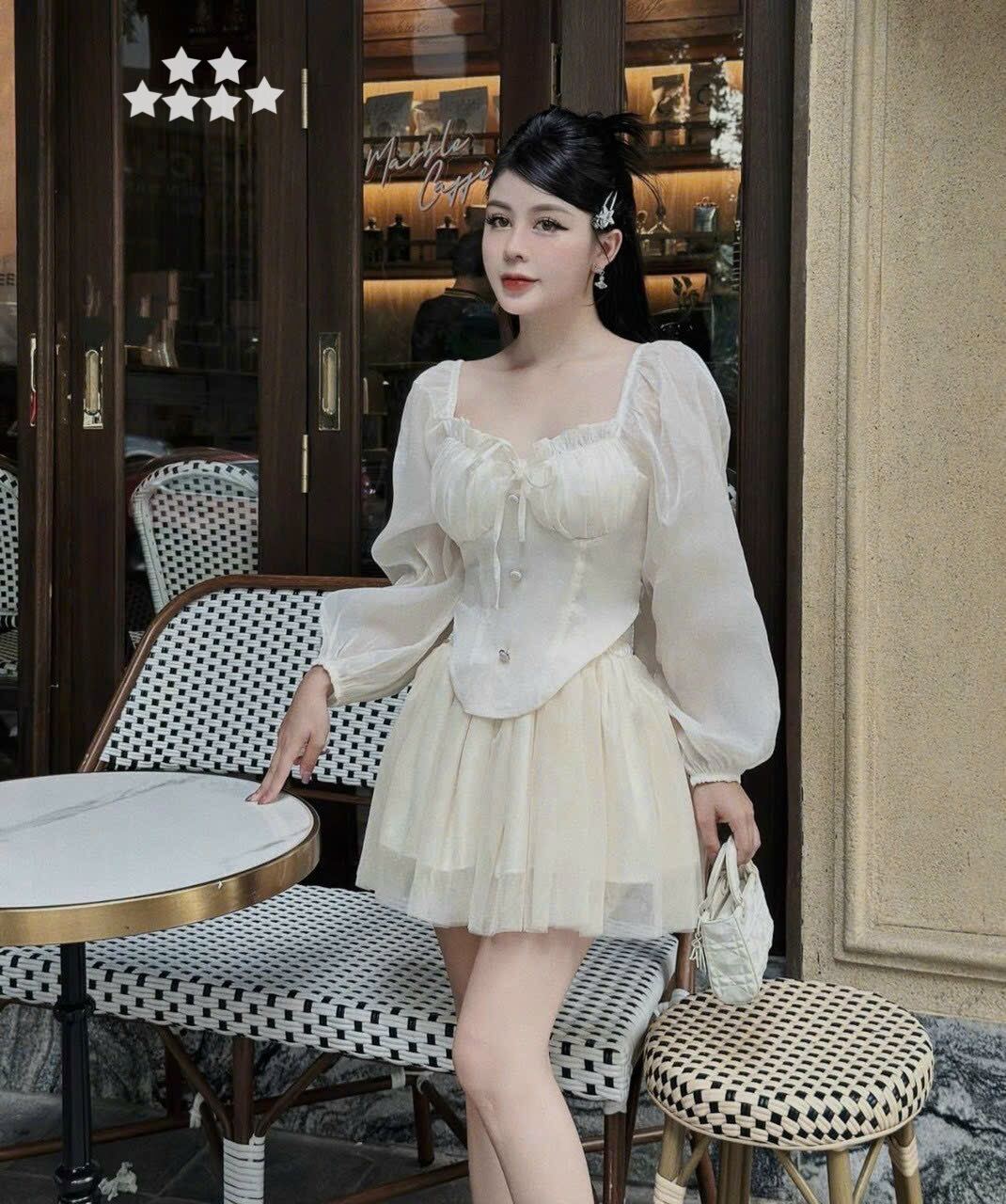 ĐẦM NỮ TAY PHỒNG DÁNG XÒE MK
