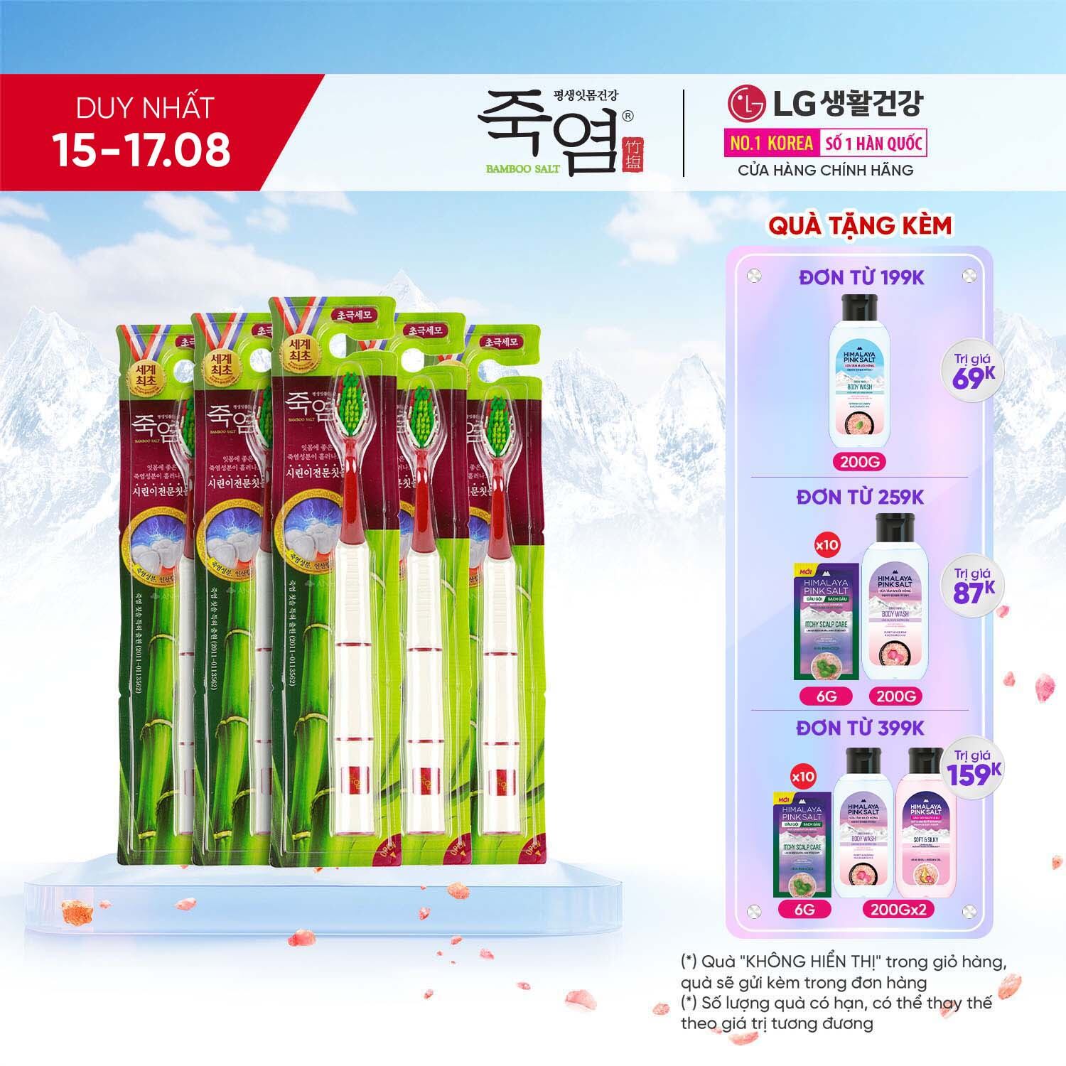 Combo 5 Bàn chải răng Bamboo Salt chứa tinh chất muối tre - Chăm sóc răng ê buốt