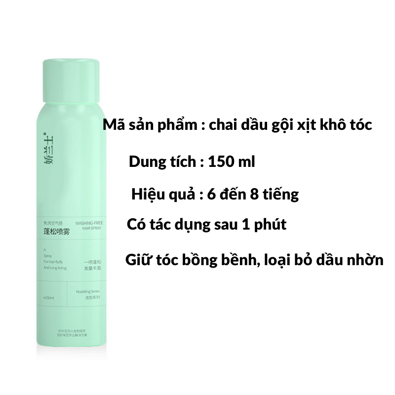 Chai xịt dầu gội khô Spes dry Shampoo