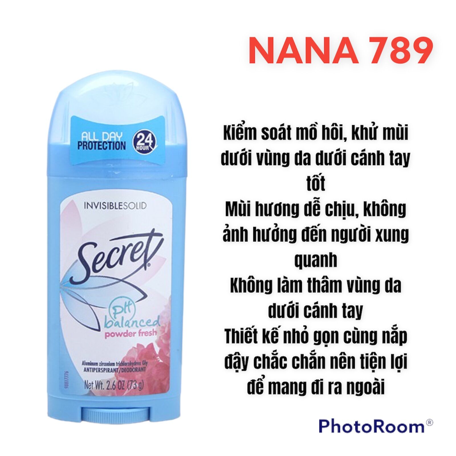 Lăn nách khử mùi secret usa cho nữ invisible solid