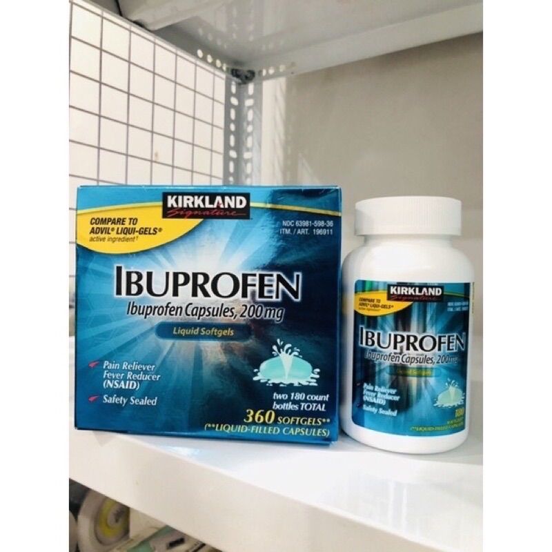 KirkLand Ibuprofen Capsules 200mg. 180v của Mỹ