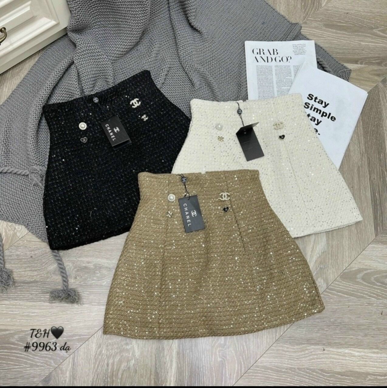 Chân váy Dạ Tweed Kim Sa kèm tag siêu hack dáng