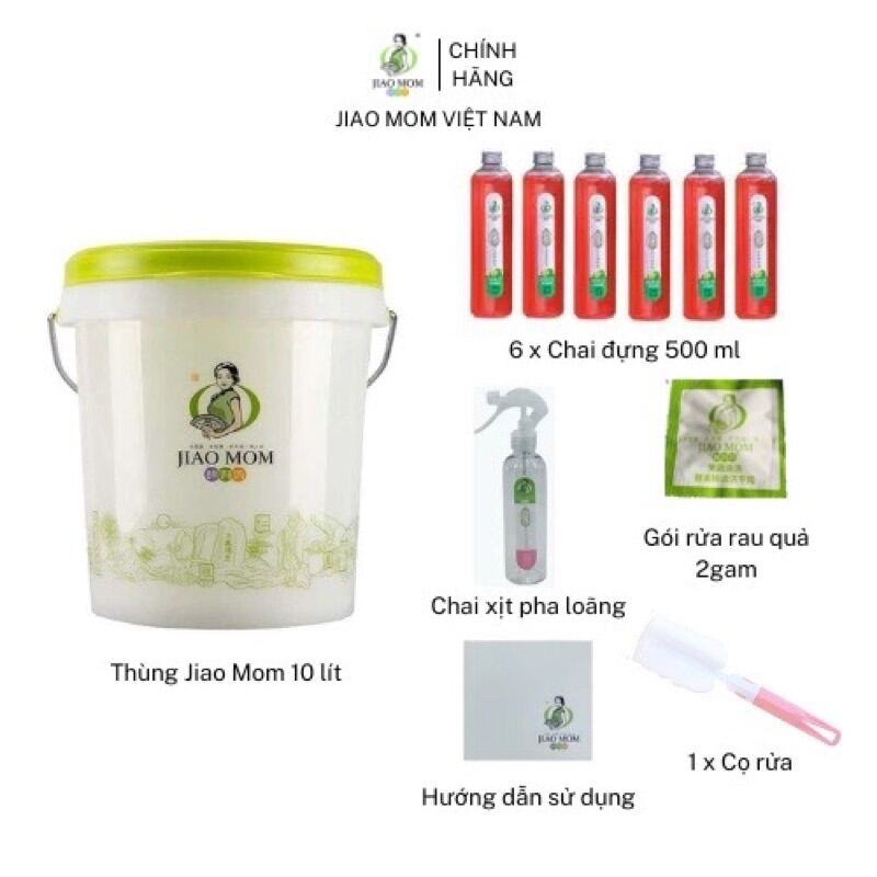 Thùng làm Enzyme lên men tự động từ rau củ quả 10 lít của Jiao Mom, Vital enzyme, giấm táo