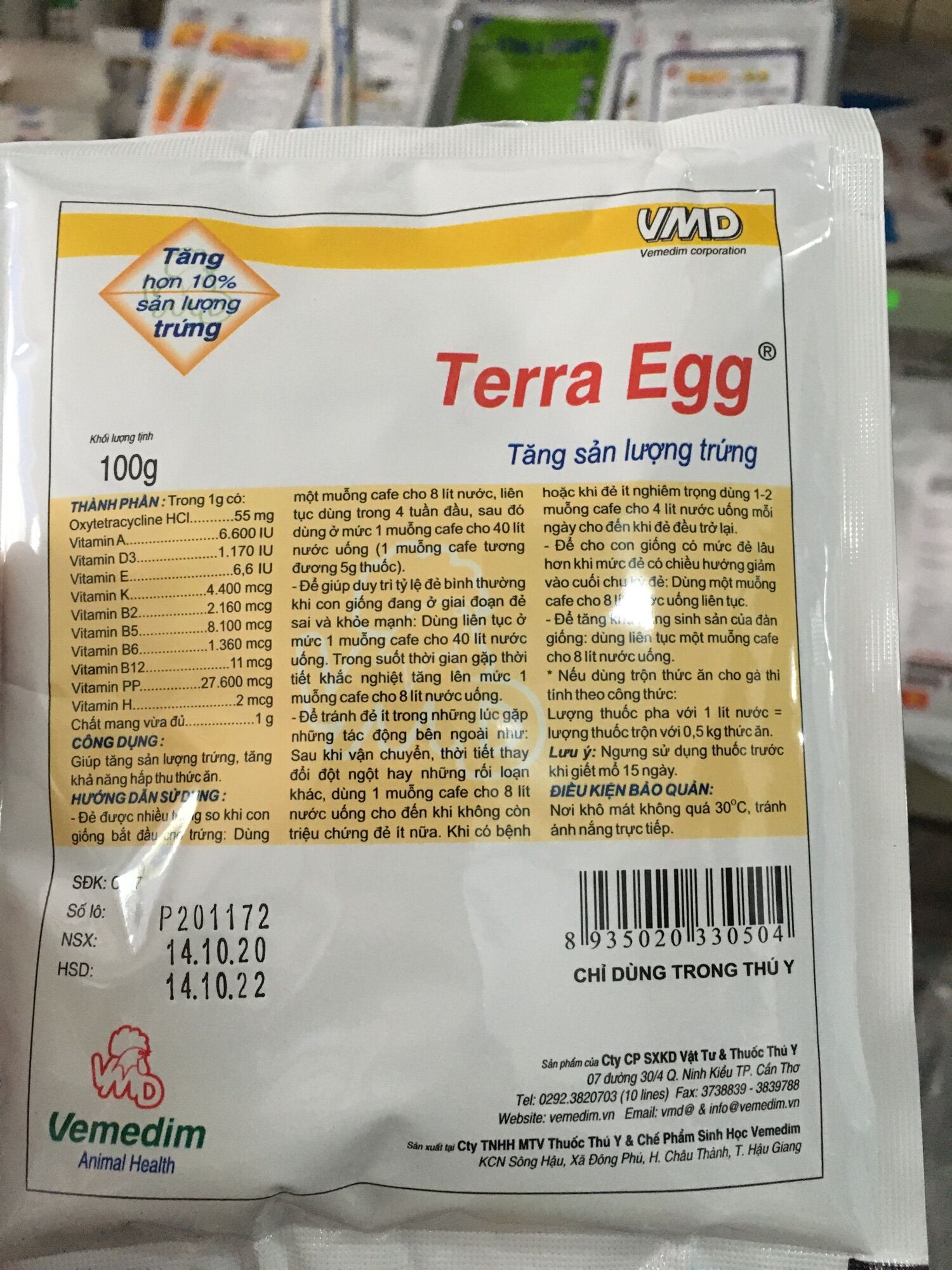 Terra egg gà vịt cút đẻ trứng 100g / gói