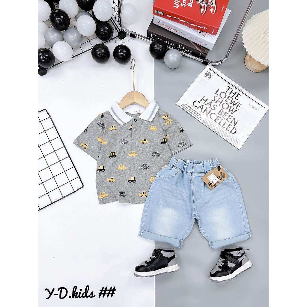Set bé trai quần bò mix áo phông