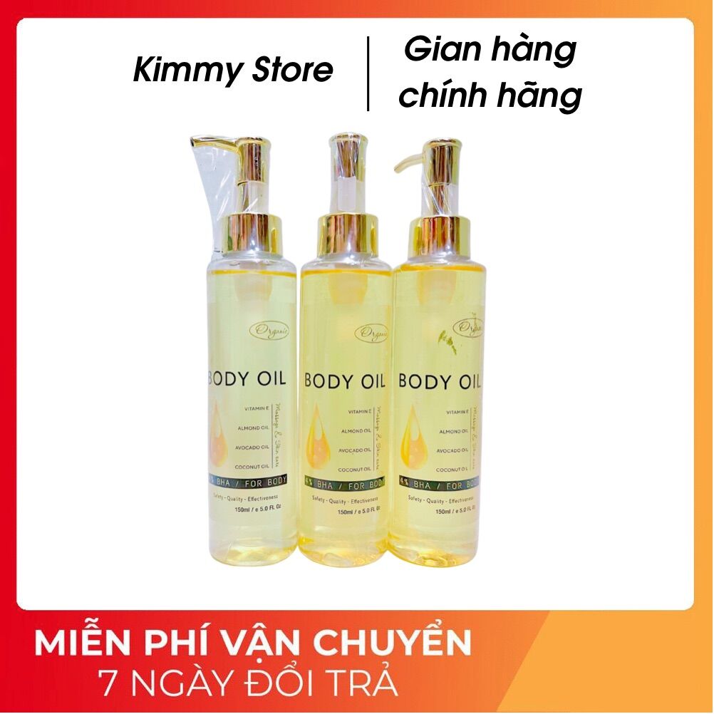 Dầu dưỡng trắng da cấp ẩm body oil 4% bha chai 150ml