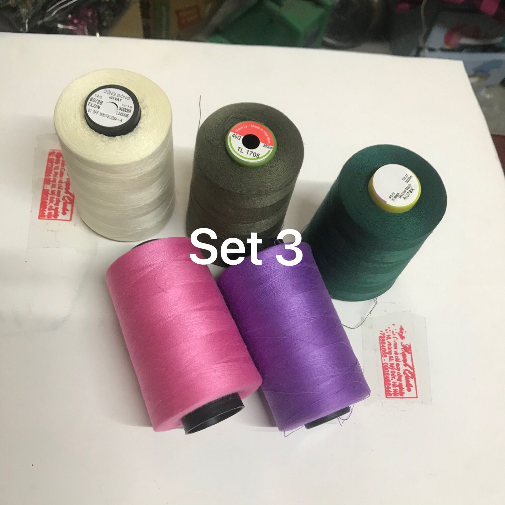 Set 5 cuộn chỉ may quần áo loại 5000m/cuộn